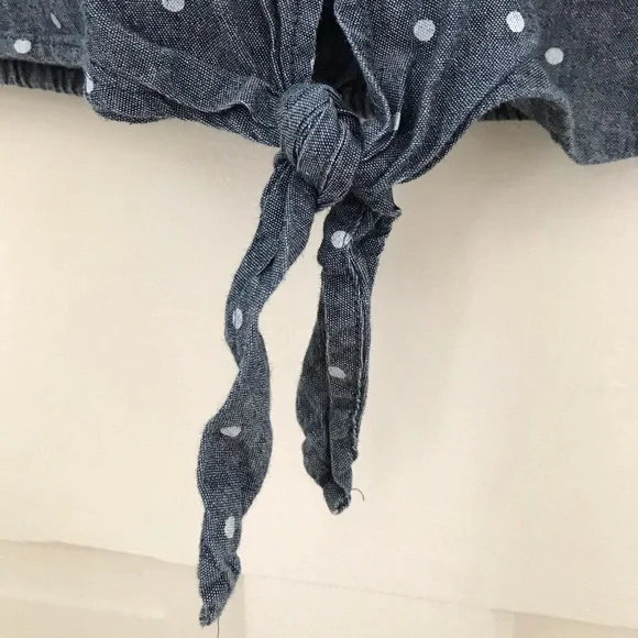 Talbots denim polka dot sleeveless button up blouse - Picture 7 of 9